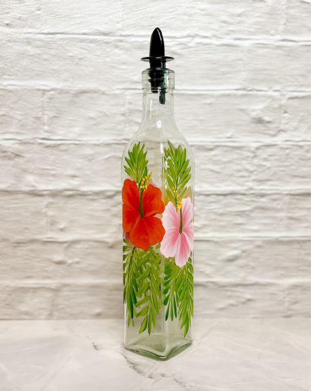 Hand Painted Everything Bottle - Hibiscus