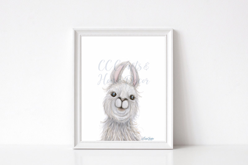 Llama Woodland Animal Art Print