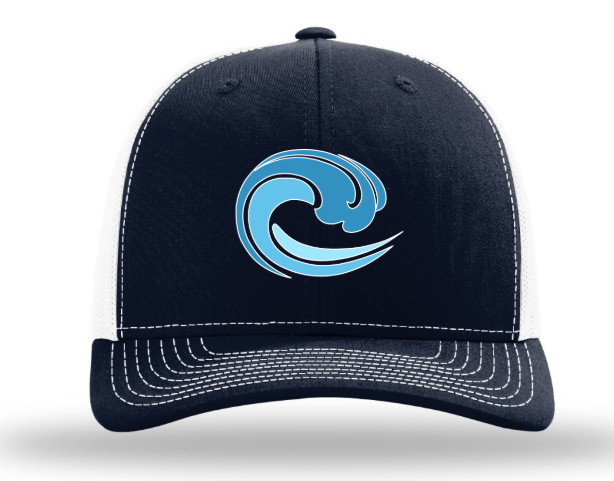 trucker hat; navy/ white