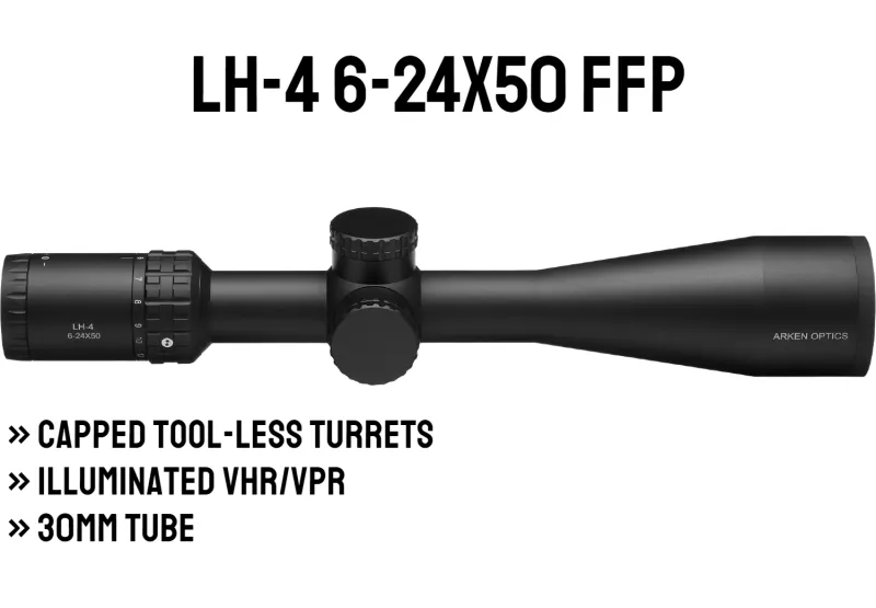LH-4 6-24x50 FFP | Capped Tool-less Turrets | Illum. VPR/VHR | 30mm Tube LH-4 6-24x50 FFP | Capped Tool-less Turrets | Illum. VPR/VHR | 30mm Tube