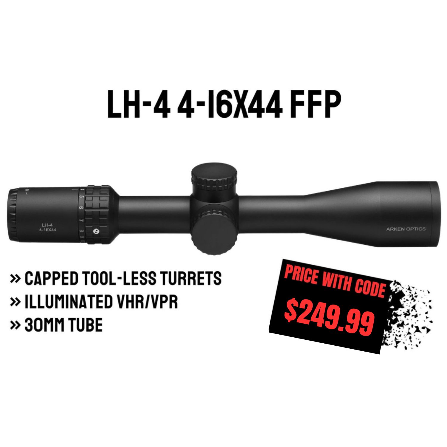 LH-4 4-16x44 FFP | Capped Tool-less Turrets | Illum. VPR | 30mm Tube