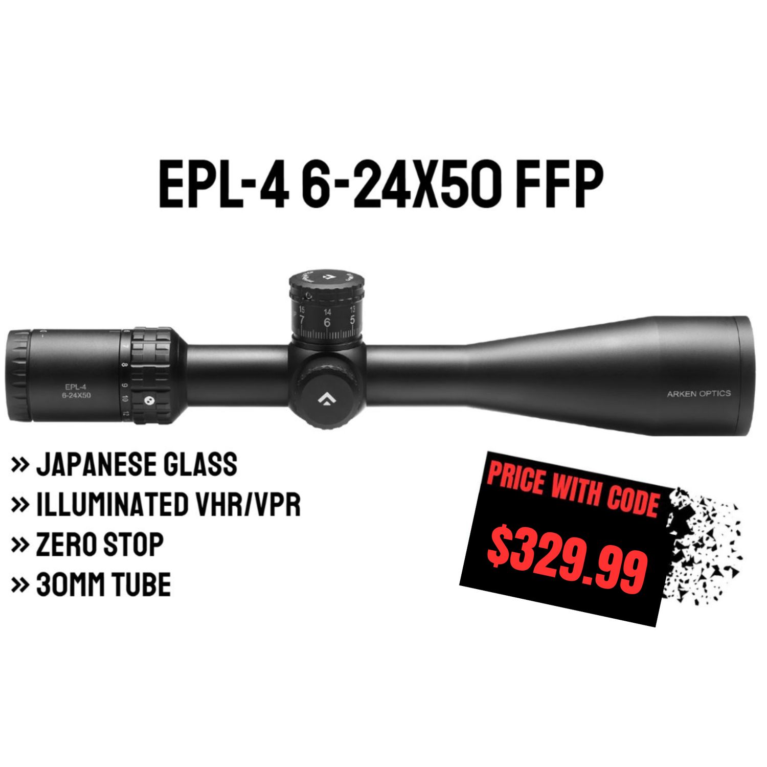 EPL-4 6-24X50 FFP Illuminated VHR/VPR - Zero Stop - 30mm Tube