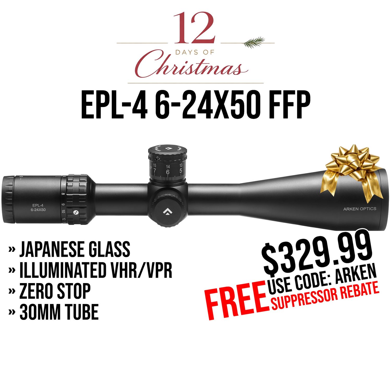 EPL-4 6-24X50 FFP Illuminated VHR/VPR - Zero Stop - 30mm Tube