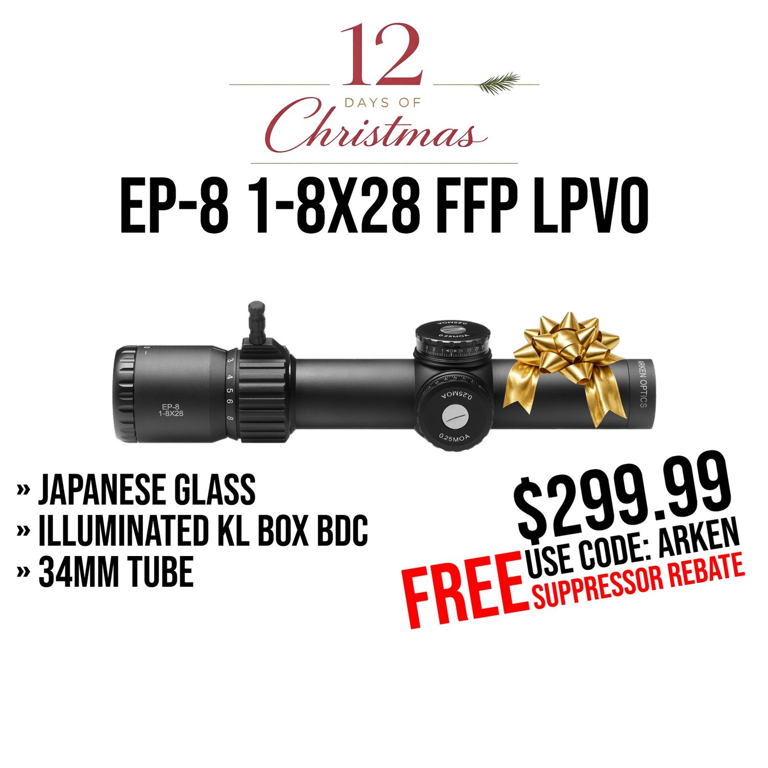 EP-8 1-8x28 FFP LPVO | Illum. KLBOX | 34mm Tube EP-8 1-8x28 FFP LPVO | Illum. KLBOX | 34mm Tube