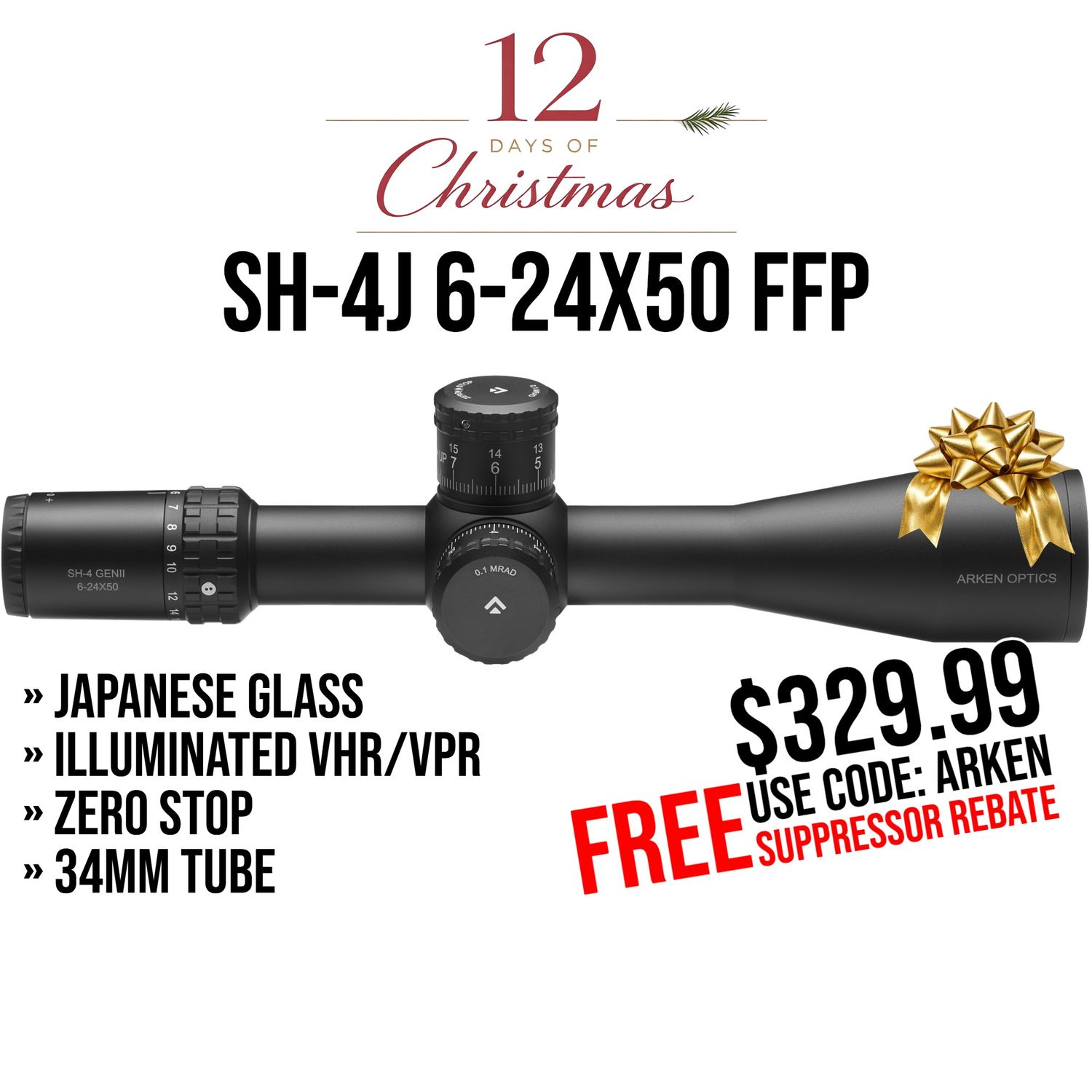 SH-4J 6-24X50 FFP Illuminated VHR/VPR - Zero Stop - 34mm Tube SH-4J 6-24X50 FFP Illuminated VHR/VPR - Zero Stop - 34mm Tube