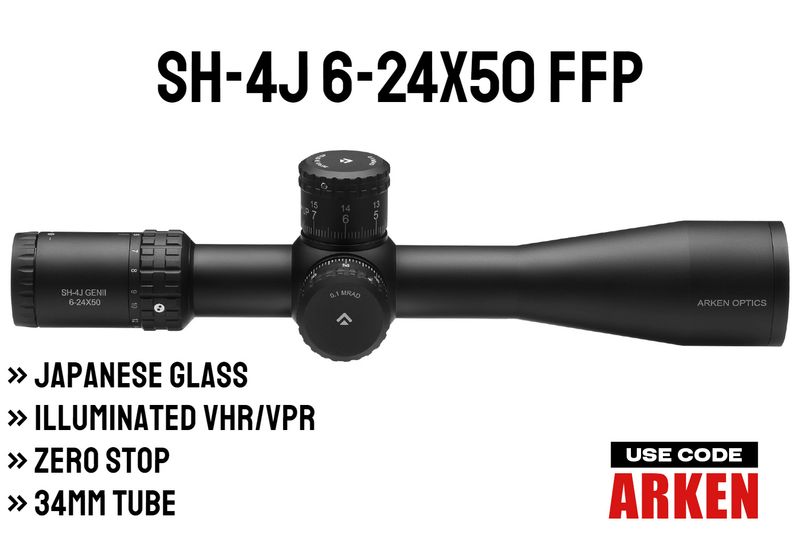 SH-4J 6-24X50 FFP Illuminated VHR/VPR - Zero Stop - 34mm Tube