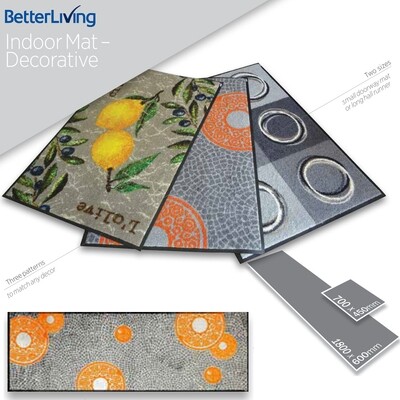 Non-Slip Indoor Mat - Patterned, Size: 450 x 700mm, Colour: Heritage Orange