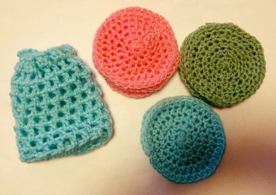 Crochet Face Scrubbies and bag