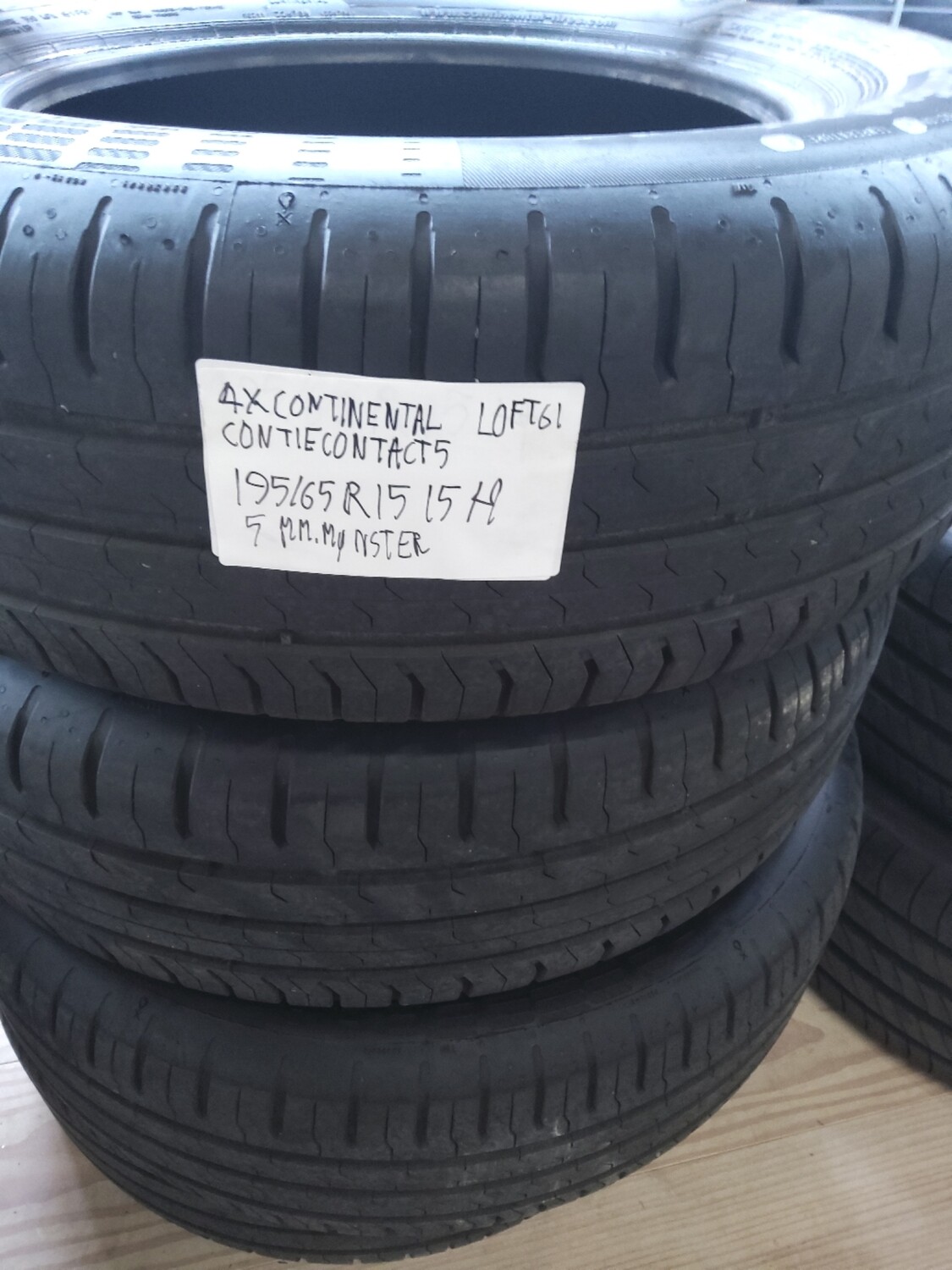 4× CONTINENTAL CONTIECOCONTACT5 195/65R15 15H 5MM.MØNSTER 