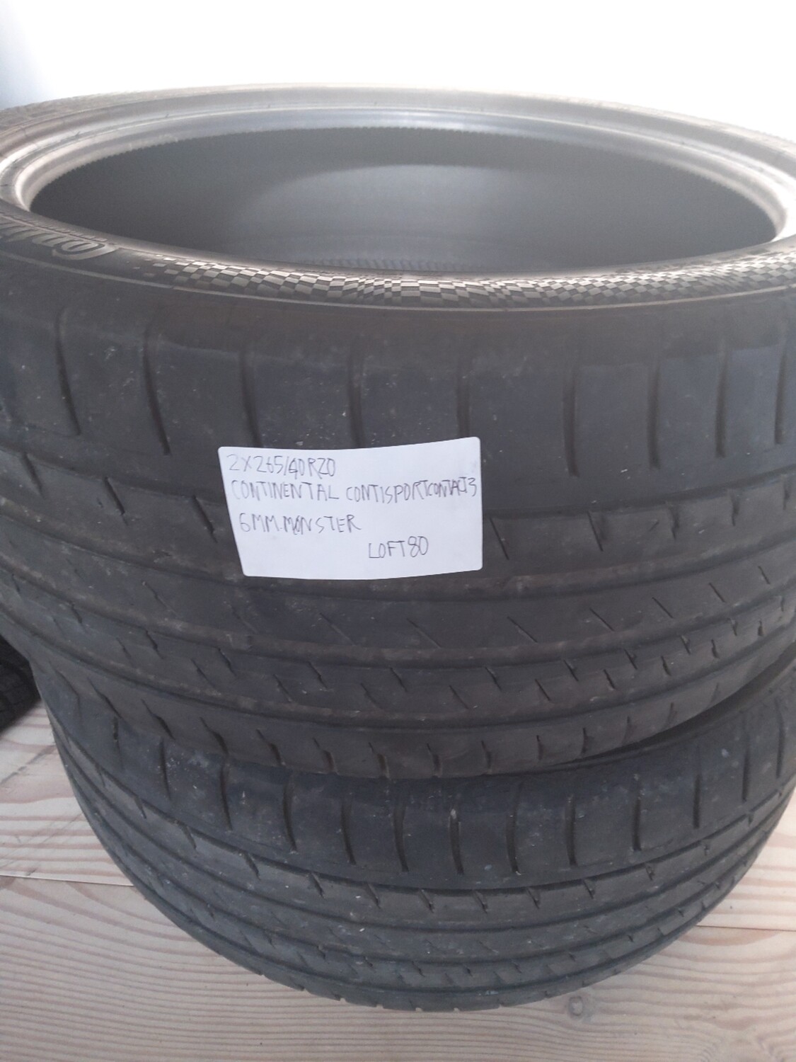 2×265/40R20 CONTINENTAL CONTISPORTCONTACT 3 6MM.MØNSTER
