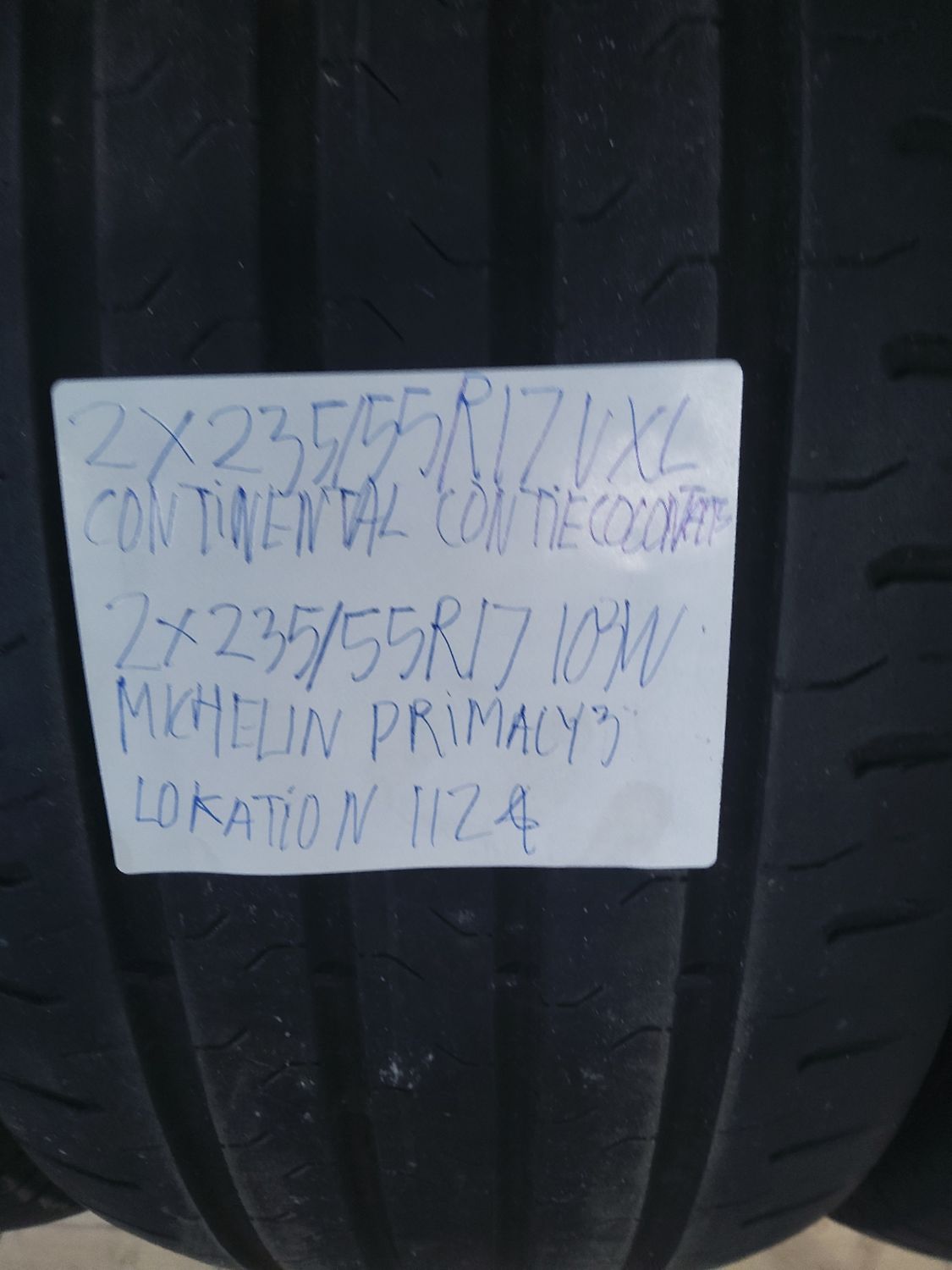 2×235/55R17 V XL CONTINENTAL CONTIECOCONTACT5 2×235/55R17 4MM.MØNSTER 103W MICHELIN PRIMACY 3 4MM.MØNSTER 