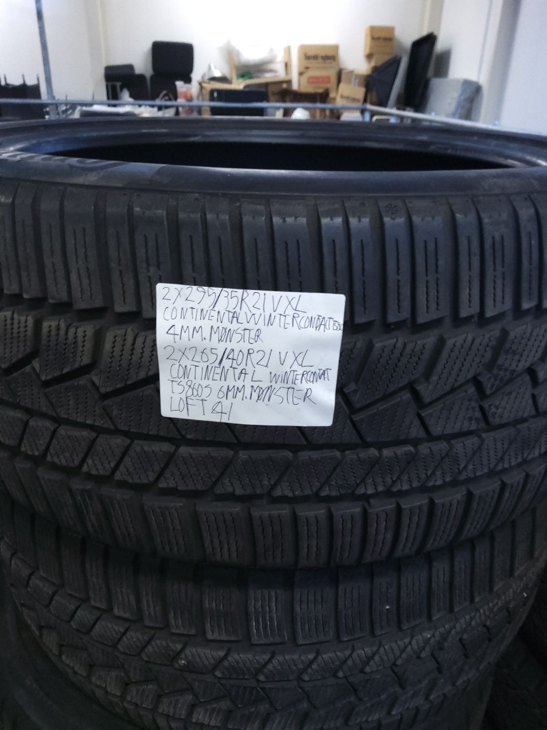 CONTINENTAL WINTERCONTACT TS860S 2X295/35R21 V XL 4MM.MØNSTER 2×265/40R21 V XL CONTINENTAL WINTERCONTACT TS860 S 6MM.MØNSTER 