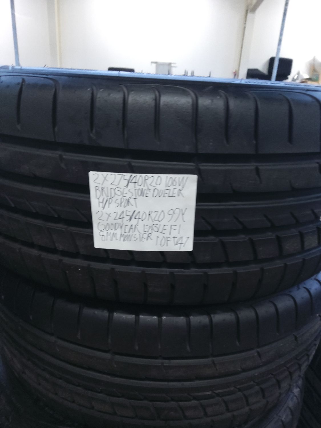 BRIDGESTONE DUELER H/P SPORT 2X275/40R20 106W 8MM.MØNSTER 2×245/40R20 99Y GOODYEAR EAGLE F1 8MM.MØNSTER 