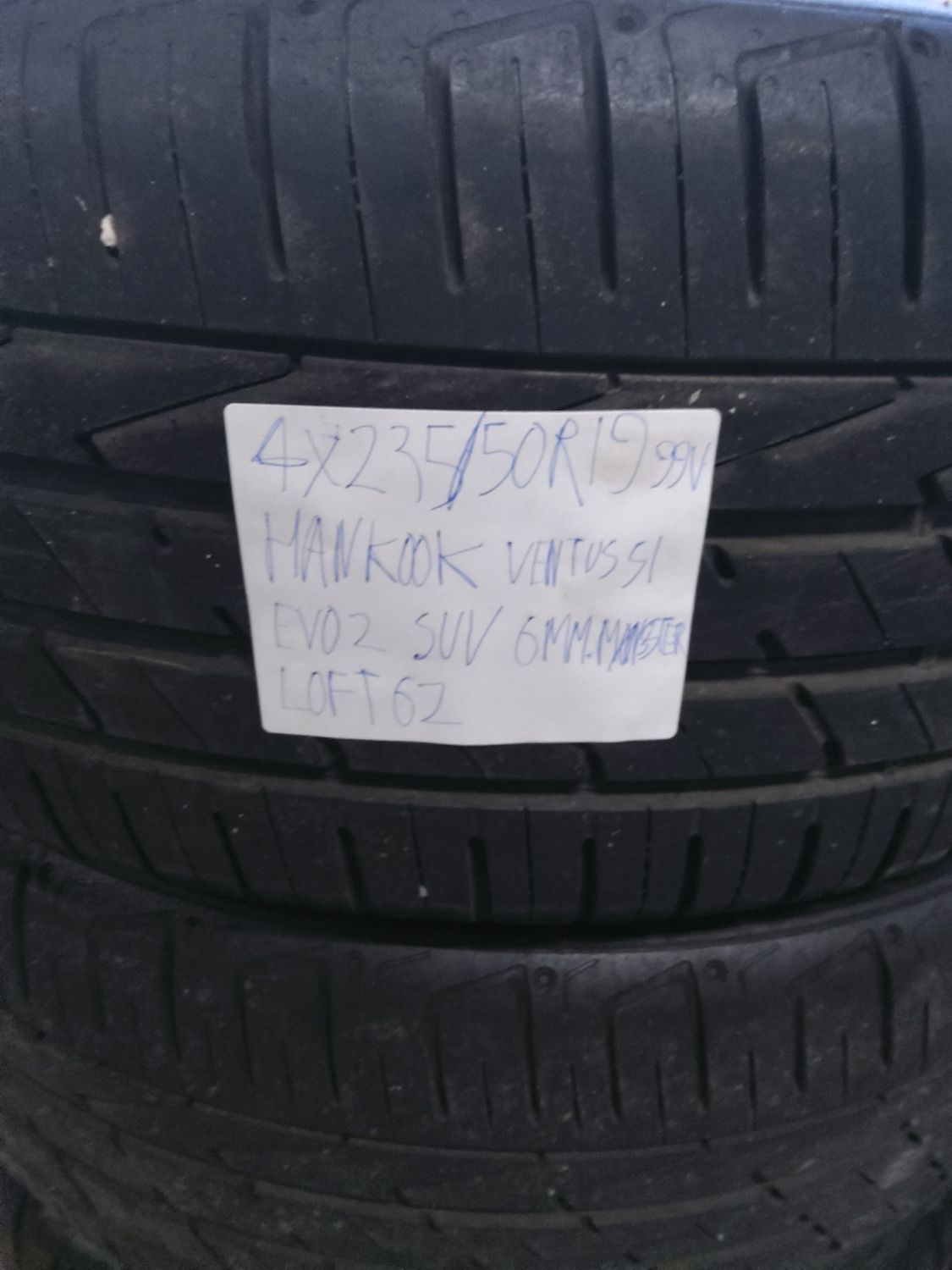 4×235/50R19 99V HANKOOK VENTUS S1 EVO2 SUV 6MM.MØNSTER
