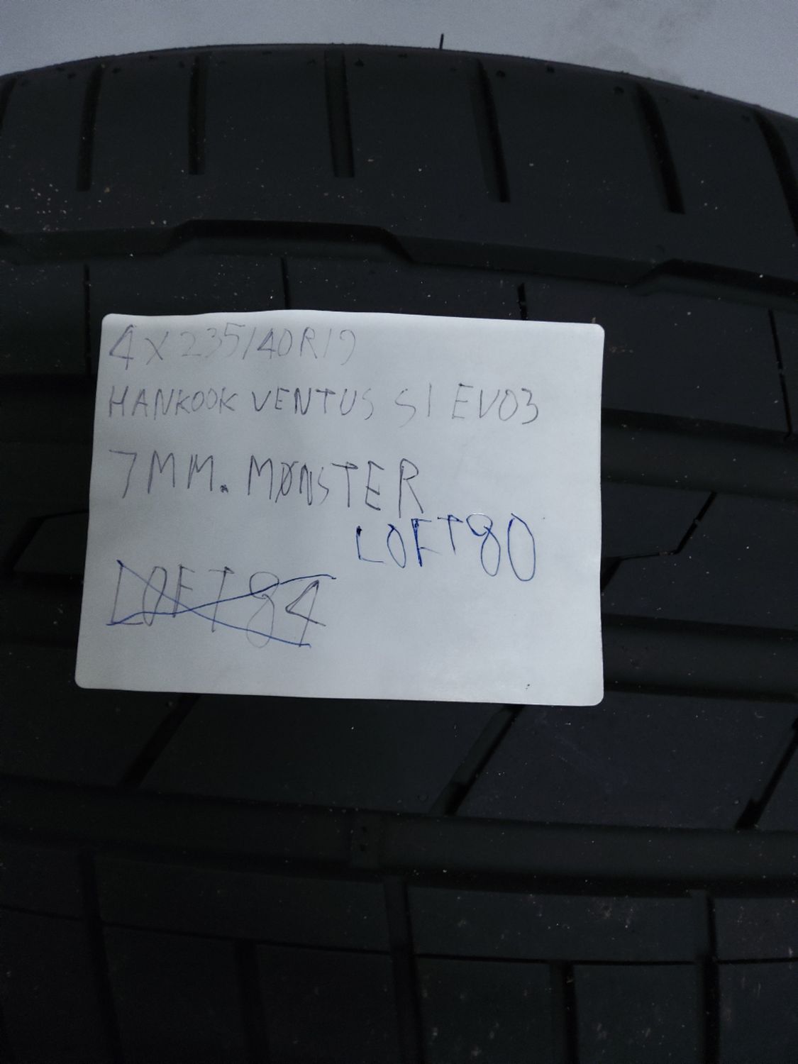4×235/35R19 HANKOOK VENTUS S1 EVO3 7MM.MØNSTER SOMMERDÆK