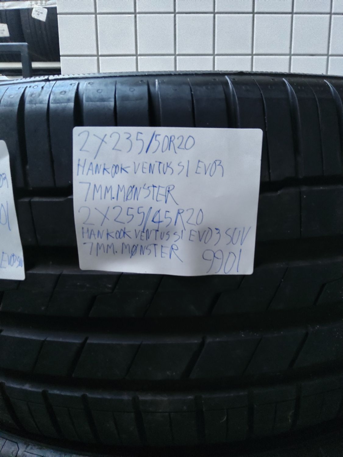 2×235/50R20 HANKOOK VENTUS S1 EVO3 7MM.MØNSTER 2×255/45R20 HANKOOK VENTUS S1 EVO3 SUV 7MM.MØNSTER SOMMERDÆK