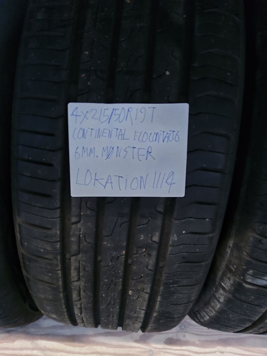 4×215/50R19 T CONTINENTAL ECOCONTACT 6 6MM.MØNSTER SOMMERDÆK 