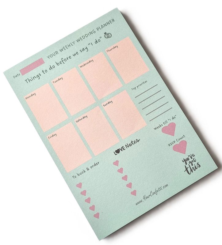 Weekly Wedding Planning Notepad