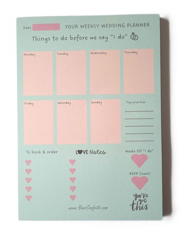 Weekly Wedding Planning Notepad