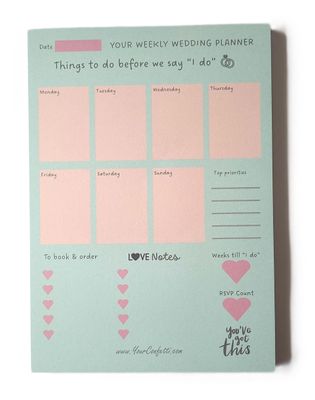 Weekly Wedding Planning Notepad