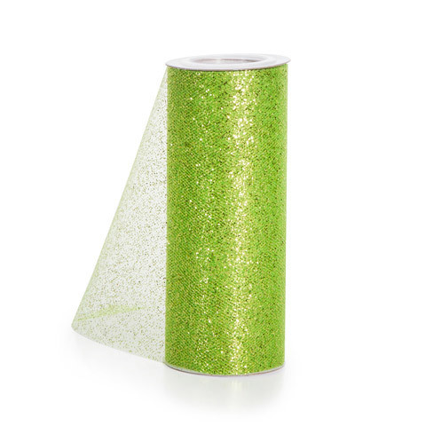 Glitter Tulle - Lime w/ lime Glitter - 6 inches x 10 yards