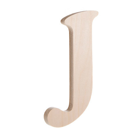 7.25 inch Unfinished Wood Fancy Letter J