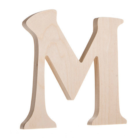 7.25 inch Unfinished Wood Fancy Letter M