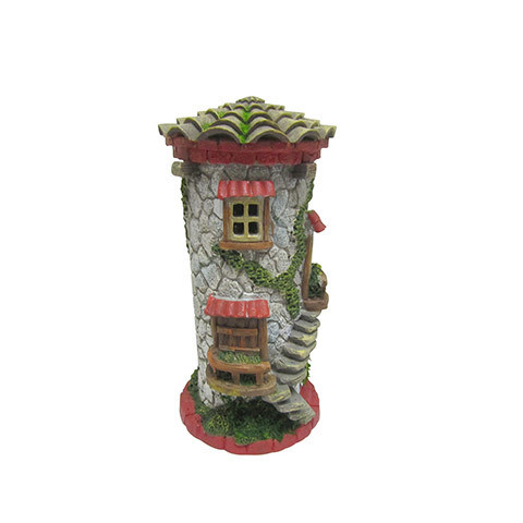 Mini Fairy Garden Tower House w/Stone & Red Brick: 9 inches