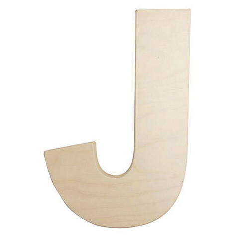 12 inch Bold Unfinished Wood Letter J