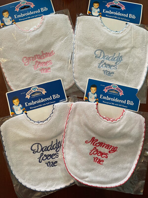 Baby King Embroidered Bib Choose Color And Saying