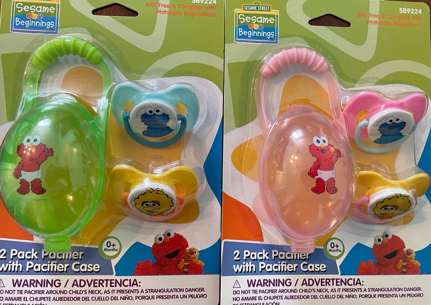 Sesame Street Tupac Pacifier With Pacifier Case Choose Color Green Or Pink