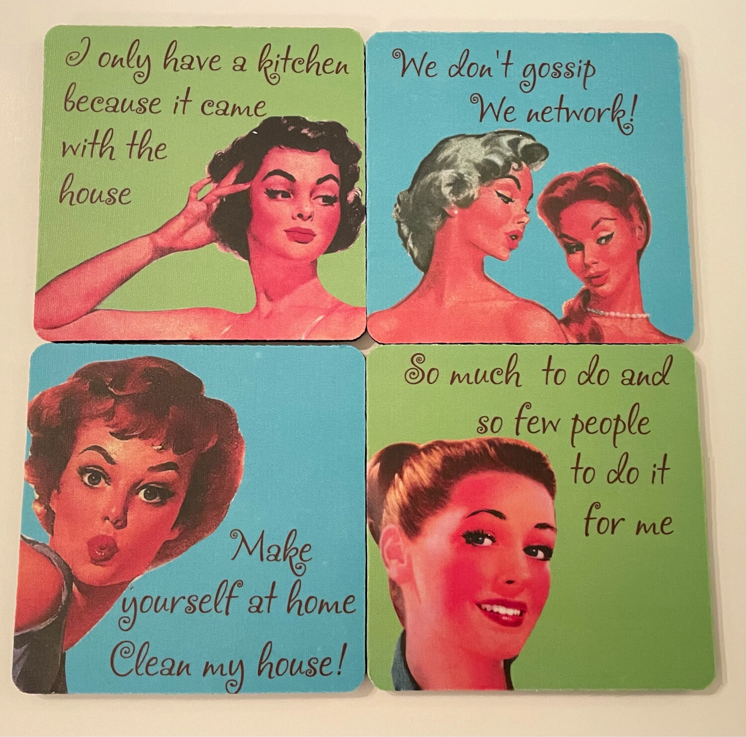 Set Of 4 Vintage Sassy Rubber Coasters