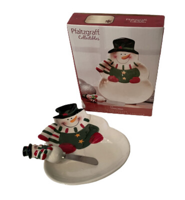 Snowman two piece tray and spreader