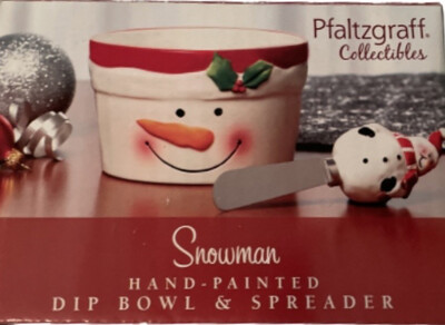 Ceramic Snowman Dip Bowl And Spreader