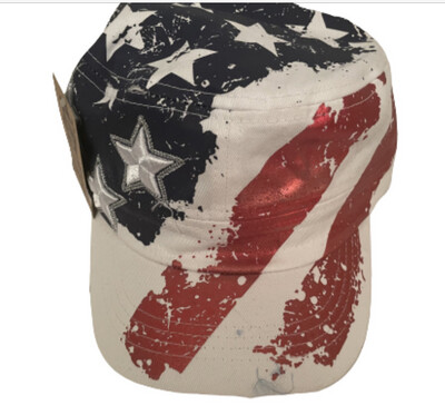 Red, White And Blue Worn Edge Painters Cap