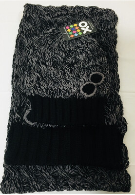 Girls Black With White Hat And Scarf Set