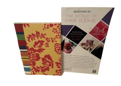 World Trade Market Recycled Paper Journal Notebook. Orange Floral With Yellow Background Multicolor