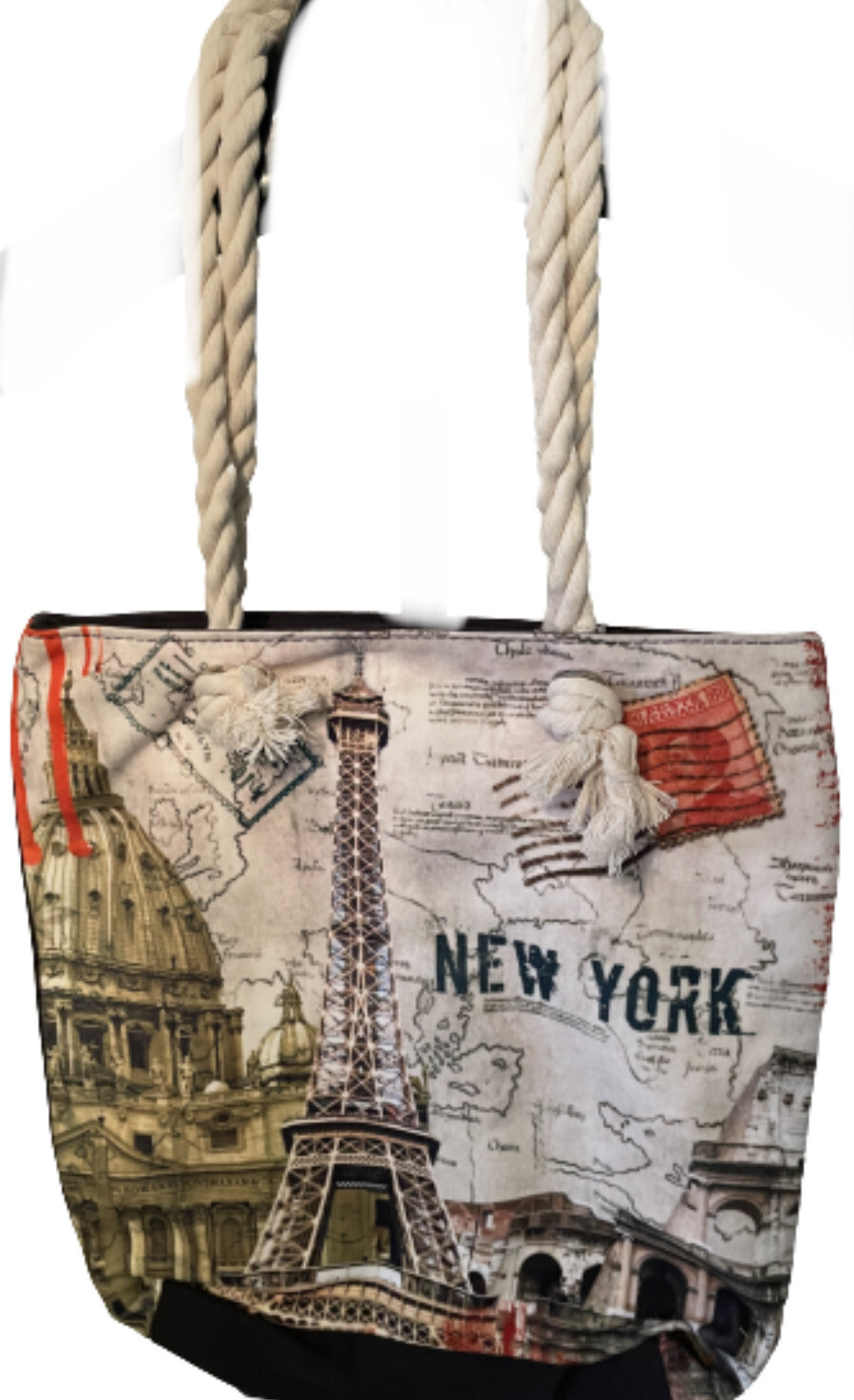 Paris Travel Zipper Closure Tote Bag