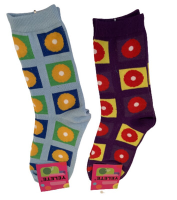 Square Circle Multi  Color Socks