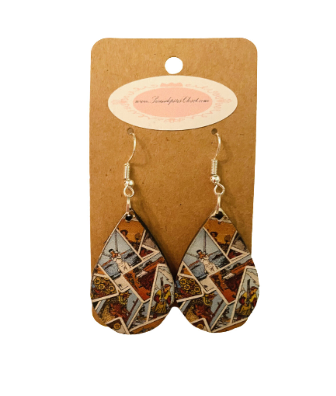 Scattered Tarot Pattern Front And Back Hypoallergenic Fish Hook Earrings