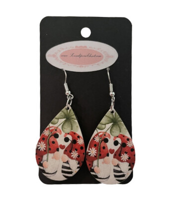 Ladybug Couple Gnome Hypoallergenic Fish Hook Earrings