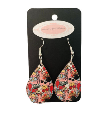 Pink Pop Art Pattern Front And Back Hypoallergenic Fish Hook Earrings