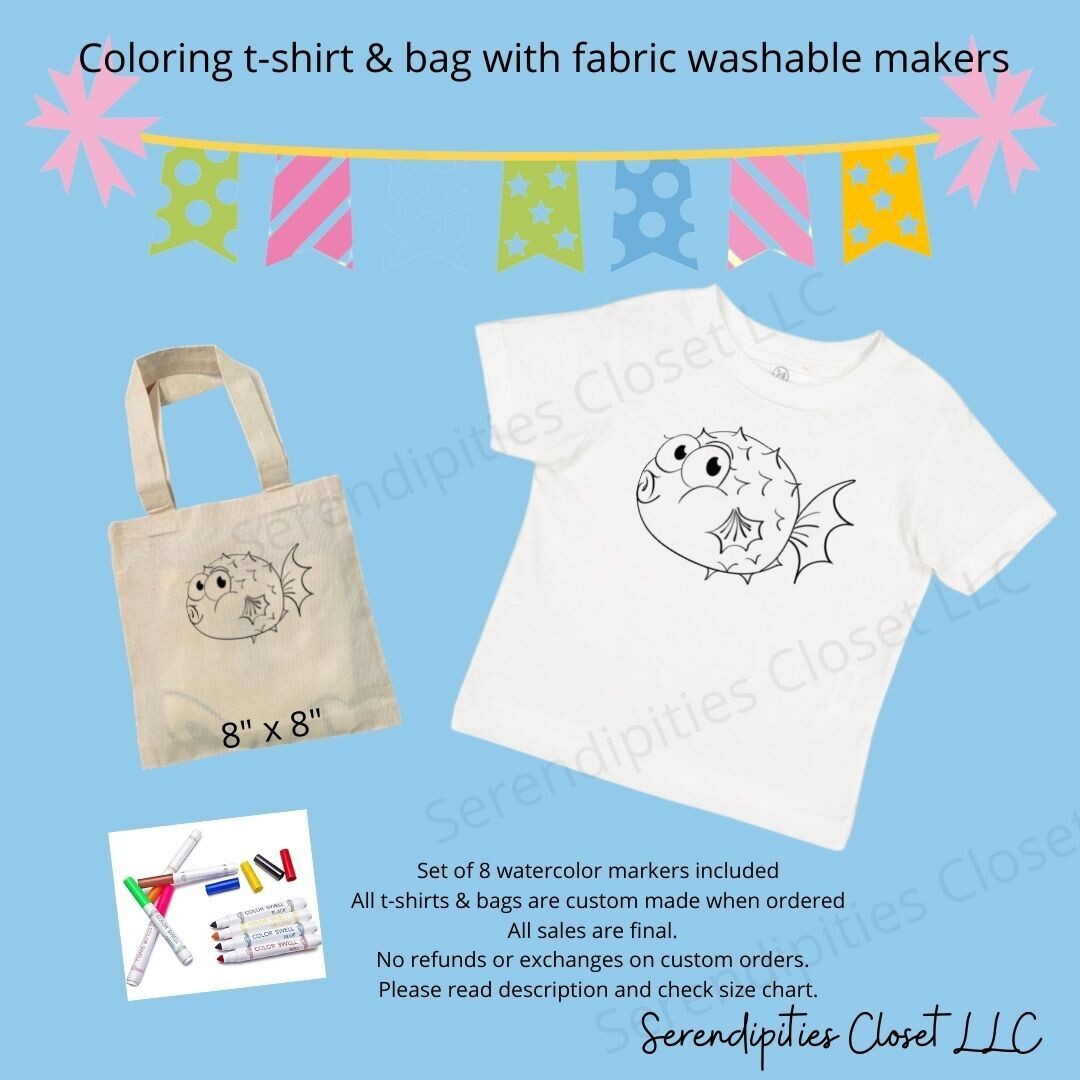 Puffer Fish Color Your Own T-Shirt Kit