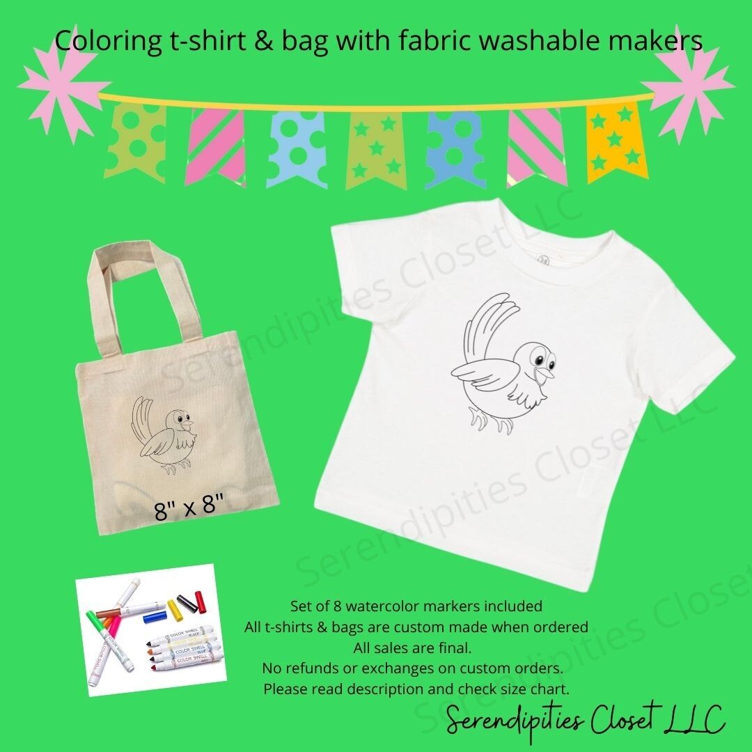 Bird Color Your Own T-Shirt Kit