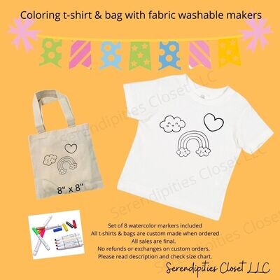 Rainbow with Cloud and Heart Color Your Own T-Shirt Kit
