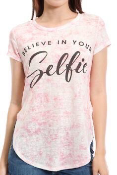 Believe In Your Selfie Pink Tunic Top