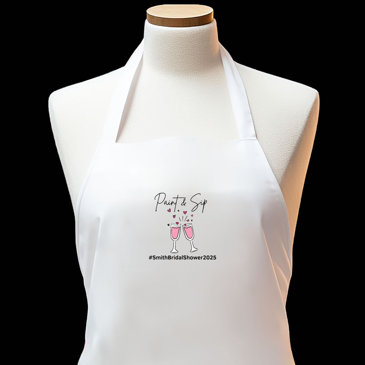 Paint and Sip Toasted Hearts Bridal Custom Shower Apron - Embroidered Apron