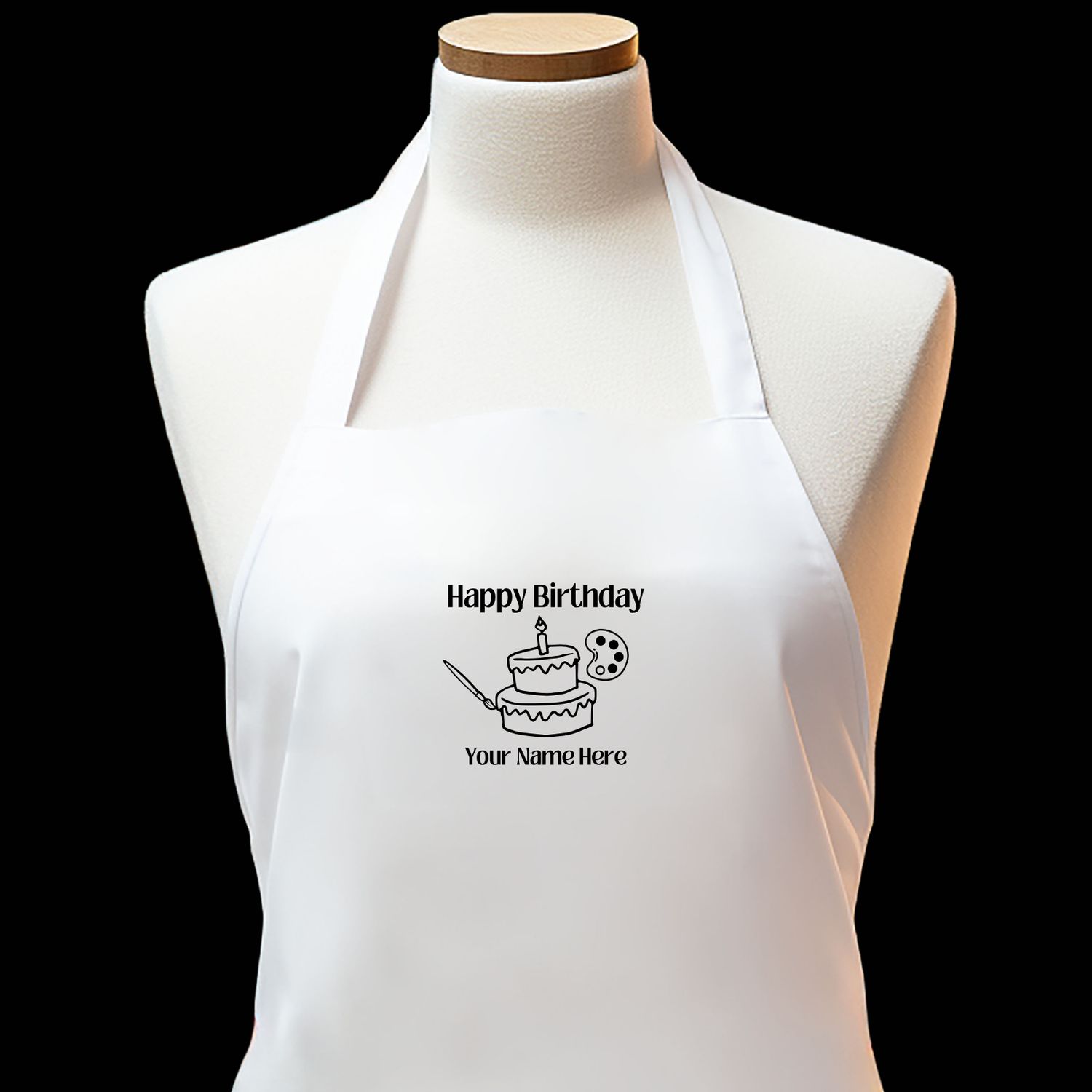 Custom Happy Birthday Cake Apron - Embroidered Apron