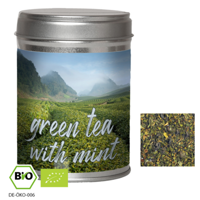 Bio Grüner Tee mit Minze, ca. 35g in Metalldose