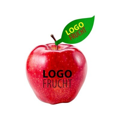 Logo Apfel rot mit Papier-Apfelblatt